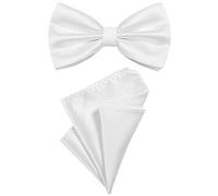 DonDon nœud papillon et mouchoir pour hommes de couleur assortie et à taille réglable,Blanc,Taille unique
