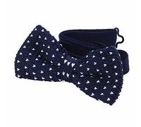 DonDon Nœud papillon homme en tricot lié et réglable 11 x 6 cm bleu-blanc