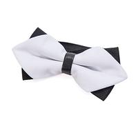 DonDon Nœud papillon homme pointu au look rétro avec pré-liaison par crochet et longueur ajustable blanc