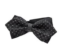 DonDon Nœud papillon homme pointu au look rétro avec pré-liaison par crochet et longueur ajustable noir brillant à pois argentés