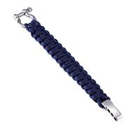 DonDon Paracord Bracelet de Survie Hommes Acier Inoxydable Bracelet Outdoor Tressé Bleu foncé