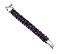 DonDon Paracord Bracelet de Survie Hommes Acier Inoxydable Bracelet Outdoor Tressé Bleu foncé-Rouge-Blanc