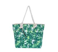 DonDon Sac de Plage Gros avec Fermeture à glissière 58 x 38 x 18 cm Palmes Vert Blanc Miami Florida