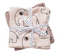 Done by deer 30681 Lot de 2 mousselines avec Motif éléphant, Couleur Rose