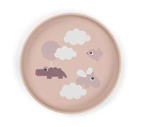 Done by Deer Foodie Assiette Happy clouds rose, Ø20 - Assiette en plastique avec dessous antidérapant pratique - Assiette pour enfant en 100 % polypropylène de qualité alimentaire avec TPE