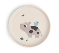 Done by Deer Foodie Assiette Tiny Farm Sable, Ø20 - Assiette en plastique avec dessous antidérapant pratique - Assiette pour enfant en 100 % polypropylène de qualité alimentaire avec TPE antidérapant