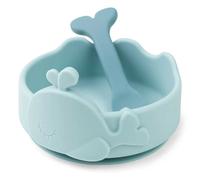 Bol ventouse et cuillère silicone Wally Bleu