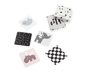 Done by Deer Carte Noir et Blanc Bébé - Carte Contraste Bebe - Jouet Noir et Blanc Nouveau né - Stimulation Visuelle pour Bébés - Set de 10 Cartes d'Apprentissage Doubles