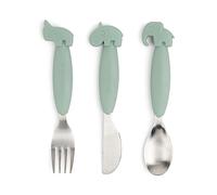 Done by Deer Easy Grip Set Couvert Bebe et Enfant (Cuillère, Fourchette, Couteau pour Bébé) - Ergonomique - Manches en Silicone Antidérapant - Passe au Lave-Vaisselle