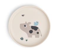 Done by Deer Foodie Assiette Tiny Farm Sable, Ø20 - Assiette en plastique avec dessous antidérapant pratique - Assiette pour enfant en 100 % polypropylène de qualité alimentaire avec TPE antidérapant