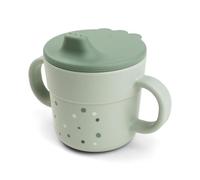 Done by Deer Foodie Gobelet d'apprentissage Happy dots vert, 2 en 1, pour enfant, avec anse et couvercle, gobelet à bec : 100 % polypropylène, joint d'étanchéité : 100 % silicone, toutes les pièces de