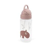 Done by Deer Gourde avec paille Ozzo Rose - 350 ml - Avec paille de réserve et embout - Ø6,5 x H 20 cm - 100 % polypropylène, bec : 100 % silicone, tous deux de qualité alimentaire