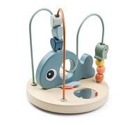 Done by Deer Labyrinthe à Perles en Bois Wally - Jouet motricité Fine - Poissons & Baleine - Bleu océan - 12 Mois+