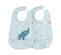 Done by deer Bavoir Elphee avec velcro. lot de 2 Bleu