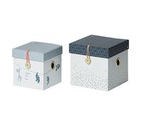 Done By Deer Lot de 2 petites boîtes à ballon Bleu