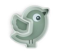 Done by Deer Silicone Stick&Stay - Assiette à goûter - Birdee - Vert - 100 % silicone - Antidérapante et passe au micro-ondes - Assiette pour enfants avec séparateurs