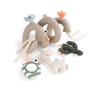 Done by Deer Spirale d’activités bébé Lalee - Jouet sensoriel avec Miroir, Papier bruissant & Personnages - À Fixer sur Poussette, siège Auto, lit - Sable - 0+ Mois