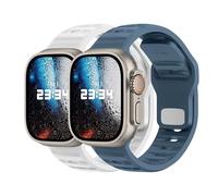 DONEGANI UC2 pour Bracelet Apple Watch Se Ultra 2 40mm 44mm 46mm 42mm 45mm 41mm 38mm 49mm Serie 10 9 8 7 6 5 4 3 Femme Homme Sport Band Bleu abysse Blanc 2 pièces
