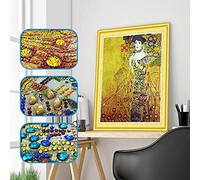 DonElton Gustav Klimt Grande peinture diamant 40 x 50 cm - DIY Diamond Painting 5D Kit complet avec diamants en cristal de forme spéciale - Peinture diamant de cristaux partielle - sans cadre