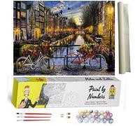 DonElton Peinture par numéros pour adultes Grèce - Peinture par numéros - Kit pour débutants avec toile pré-imprimée, 3 pinceaux et peintures acryliques colorées (Amsterdam)