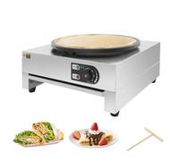 Donened Appareil à crêpes Ø 40 cm 3000 W 50-300 °C Appareil à crêpes avec spatule en bois, plaque antiadhésive, poêle à crêpes pour pancakes, galettes et burritos