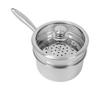 Donened Casserole à vapeur à induction, avec couvercle en verre et cuiseur vapeur, 16 cm, en acier inoxydable, passe au lave-vaisselle, pour cuisinière à gaz, cuisinière à induction