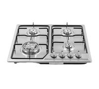 Donened - Cuisinière à gaz encastrable en acier inoxydable 4 brûleurs avec arrêt automatique du gaz - Pour usage domestique et commercial - Argenté