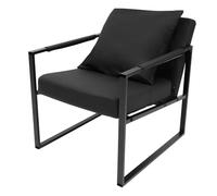 Donened Fauteuil avec accoudoirs, fauteuil lounge avec oreiller, fauteuil rembourré, fauteuil pour salon, chambre à coucher, cadre stable, charge maximale : 130 kg (noir)