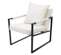 Donened Fauteuil avec accoudoirs, fauteuil lounge avec oreiller, fauteuil rembourré, fauteuil pour salon, chambre à coucher, cadre stable, charge maximale : 130 kg (blanc)