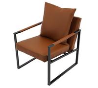 Donened Fauteuil avec accoudoirs, fauteuil lounge avec oreiller, fauteuil rembourré, fauteuil pour salon, chambre à coucher, cadre stable, charge maximale : 130 kg (marron)