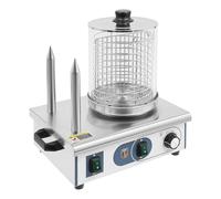 Donened - Machine à hot dogs, réchauffeur de saucisses grecques, 3 broches, régulateur de température 0~85℃, cage en acier inoxydable : Ø 16 cm, boîtier en acier inox, fourneau professionnel pour