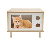 Donened Maison pour chat, maison pour chat en bois, grotte pour chat intérieure et extérieure, capacité de charge jusqu'à 75 kg, maison pour animaux de compagnie de petite et moyenne taille, 50 x 29 x
