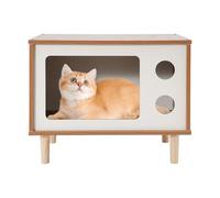 Donened Maison pour chat, maison pour chat en bois, grotte pour chat intérieure et extérieure, capacité de charge jusqu'à 75 kg, maison pour animaux de compagnie de petite et moyenne taille, 50 x 29 x