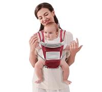 Donened Porte-bébé de 0 à 36 mois, léger, avec bandes réfléchissantes nocturnes et poche pour tabouret hanche, fermeture Velcro, rouge