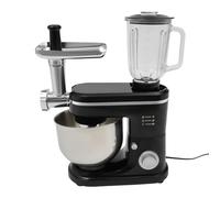 Donened Robot de cuisine 3 en 1, 1500 W, pétrisseur multifonction, mixeur à 6 + 1 niveaux, hachoir à viande, presse-agrumes de 1,5 l, bol en acier inoxydable de 6 l, robot de cuisine universel (noir)