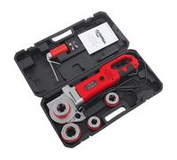 Donened - Taraudeuse portable, 2000 W, 230 V, enfile-tuyau électrique avec mallette de rangement, 4 filières (1-1/4", 1", 3/4", 1/2"), taraud (rouge)