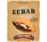 Doner Kebab Plaque rétro en métal avec inscription « Take Away Fast Food Man » 20,3 x 30,5 cm