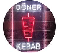 Doner Kebab Restaurant Café Décor Bar Dual Color LED Enseigne Lumineuse Neon Sign Blanc et rouge 300 x 400mm st6s34-i2639-wr