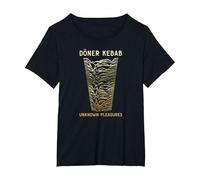 Doner Kebab Unknown Pleasures Humour Turc Bouffe Rétro T-Shirt, Femme Grandes Tailles, Noir, 4X