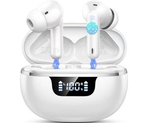 Donerton Écouteurs Bluetooth, Bluetooth 5.4 Stéréo HiFi avec 4 HD Mic, Casque Sans Fil 45 Heures LED Affichage, dans l'oreille Écouteurs Bluetooth avec Annulation du Bruit, Casque Sans Fil IP7