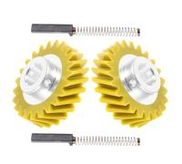 DONFAMDS 2 Balais de Charbon 2 Engrenages à Vis sans Fin en Plastique et Acier Inoxydable, Kit Réparation Engrenages de Mélangeur Compatible, Accessoires Moteur pour Robot