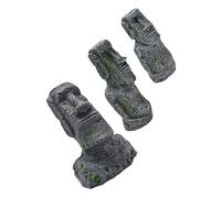 DONFAMDS 3 Pièces Décoration Aquarium Moai Ornements Paysagers pour Réservoirs à Décor Lifelike pour Terrariums Aquariums