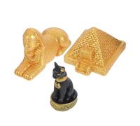 DONFAMDS 3 Pièces Modèle du Château Égyptien Ancien Statue De Pyramide D'egypte Statue De Chat Bastet Égyptien Figurine Pyramide D'egypte Figurines De Déesse Chat Ornement Pyramide Résine