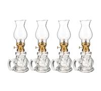 DONFAMDS 4 Pièces Lot de Lampes à Huile Vintage en Verre Transparent pour Éclairage d'urgence Mèche Réglable, Lanterne à Pétrole Décorative pour Mariage et Intérieur