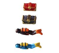 DONFAMDS 4 Pièces Ornement de Poisson Résine Ensemble de Décorations Aquarium Plongeurs Coffres Au Accessoires pour Aménagement Paysager Aquatique Décor Mignon pour Maison Bureau