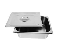 DONFAMDS Bac Inox 1/2 avec Couvercle Acier Inoxydable Épais 33X265X100 MM Lot 2 Pièces Bacs de Cuisson Vapeur pour Restauration Professionnelle et Buffet