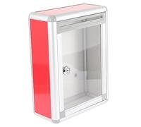 DONFAMDS Boîte à Suggestions Murale en Alliage D'aluminium 30 Cm Verrouillable Boîte aux Lettres Extérieure Rouge Transparente Sécurisée pour Bureau et Lieux Publics