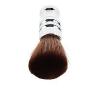 DONFAMDS Brosse de Coiffure Professionnelle pour Couper Cheveux, Poils Doux Bruns, Manche Long Électroplaqué Argenté, Brosse Nettoyante pour Salon et Barbier, Accessoire pour Cou et