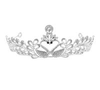 DONFAMDS Couronne de Mariée Tiare en Alliage Argenté Strass Diadème Forme Cygne Élégant pour Photo Mariage et Fête Accessoire Coiffure Féminin Raffinée Couleur Couleur Aléatoire