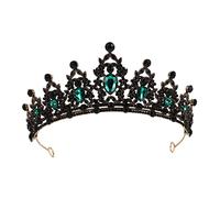 DONFAMDS Couronne De Strass Diadème Vert Couronne Femmes Adultes Diadèmes De Mariage Et Diadème Couronne De Princesse Adulte Fille De La Couronne Pour Femme Invité Reines De Mariée Green